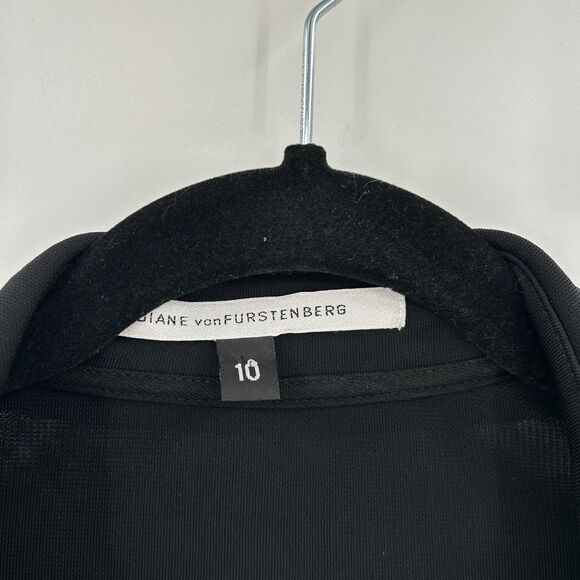 DIANE VON FURSTENBERG Classic Black Collared Office Mini Wrap Dress Size 10 - Picture 7 of 7